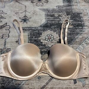 Nude Satin push up bra - removable straps
